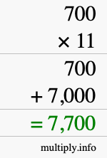 How to calculate 700 times 11 using long multiplication How to calculate 700 times 11 using long multiplication