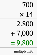 How to calculate 700 times 14 using long multiplication How to calculate 700 times 14 using long multiplication
