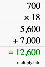 How to calculate 700 times 18 using long multiplication
