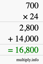 How to calculate 700 times 24 using long multiplication How to calculate 700 times 24 using long multiplication