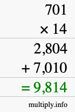 How to calculate 701 times 14 using long multiplication How to calculate 701 times 14 using long multiplication