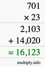 How to calculate 701 times 23 using long multiplication How to calculate 701 times 23 using long multiplication