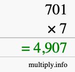How to calculate 701 times 7 using long multiplication