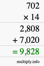How to calculate 702 times 14 using long multiplication How to calculate 702 times 14 using long multiplication