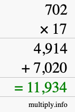 How to calculate 702 times 17 using long multiplication How to calculate 702 times 17 using long multiplication