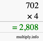 How to calculate 702 times 4 using long multiplication