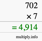 How to calculate 702 times 7 using long multiplication