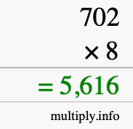 How to calculate 702 times 8 using long multiplication