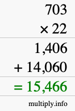 How to calculate 703 times 22 using long multiplication
