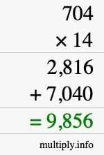 How to calculate 704 times 14 using long multiplication How to calculate 704 times 14 using long multiplication