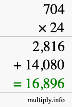 How to calculate 704 times 24 using long multiplication How to calculate 704 times 24 using long multiplication