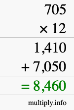 How to calculate 705 times 12 using long multiplication How to calculate 705 times 12 using long multiplication