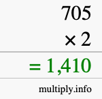 How to calculate 705 times 2 using long multiplication How to calculate 705 times 2 using long multiplication