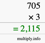 How to calculate 705 times 3 using long multiplication How to calculate 705 times 3 using long multiplication
