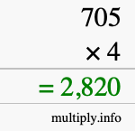 How to calculate 705 times 4 using long multiplication