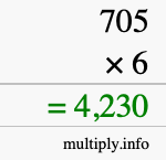 How to calculate 705 times 6 using long multiplication