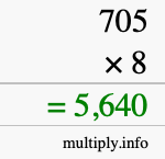 How to calculate 705 times 8 using long multiplication