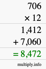How to calculate 706 times 12 using long multiplication How to calculate 706 times 12 using long multiplication
