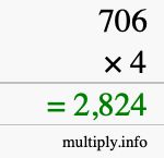 How to calculate 706 times 4 using long multiplication How to calculate 706 times 4 using long multiplication