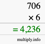 How to calculate 706 times 6 using long multiplication