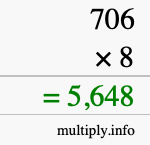 How to calculate 706 times 8 using long multiplication