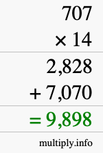 How to calculate 707 times 14 using long multiplication How to calculate 707 times 14 using long multiplication