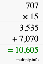 How to calculate 707 times 15 using long multiplication How to calculate 707 times 15 using long multiplication