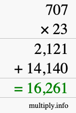 How to calculate 707 times 23 using long multiplication