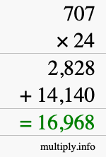 How to calculate 707 times 24 using long multiplication How to calculate 707 times 24 using long multiplication