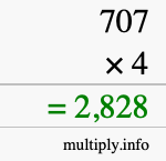 How to calculate 707 times 4 using long multiplication How to calculate 707 times 4 using long multiplication