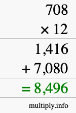 How to calculate 708 times 12 using long multiplication How to calculate 708 times 12 using long multiplication