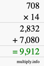 How to calculate 708 times 14 using long multiplication How to calculate 708 times 14 using long multiplication
