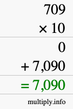 How to calculate 709 times 10 using long multiplication