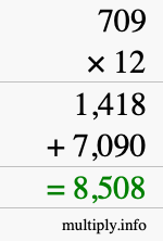 How to calculate 709 times 12 using long multiplication How to calculate 709 times 12 using long multiplication