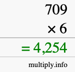 How to calculate 709 times 6 using long multiplication