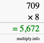 How to calculate 709 times 8 using long multiplication