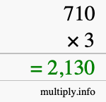 How to calculate 710 times 3 using long multiplication How to calculate 710 times 3 using long multiplication