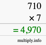 How to calculate 710 times 7 using long multiplication