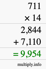 How to calculate 711 times 14 using long multiplication How to calculate 711 times 14 using long multiplication