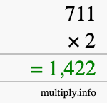 How to calculate 711 times 2 using long multiplication How to calculate 711 times 2 using long multiplication
