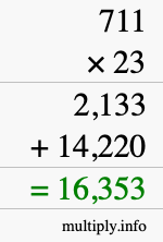 How to calculate 711 times 23 using long multiplication How to calculate 711 times 23 using long multiplication