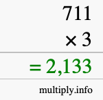 How to calculate 711 times 3 using long multiplication How to calculate 711 times 3 using long multiplication