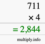 How to calculate 711 times 4 using long multiplication How to calculate 711 times 4 using long multiplication