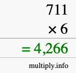How to calculate 711 times 6 using long multiplication