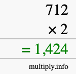 How to calculate 712 times 2 using long multiplication How to calculate 712 times 2 using long multiplication