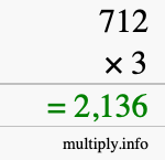 How to calculate 712 times 3 using long multiplication
