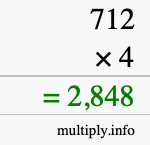 How to calculate 712 times 4 using long multiplication How to calculate 712 times 4 using long multiplication