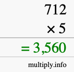 How to calculate 712 times 5 using long multiplication