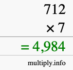 How to calculate 712 times 7 using long multiplication