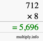 How to calculate 712 times 8 using long multiplication